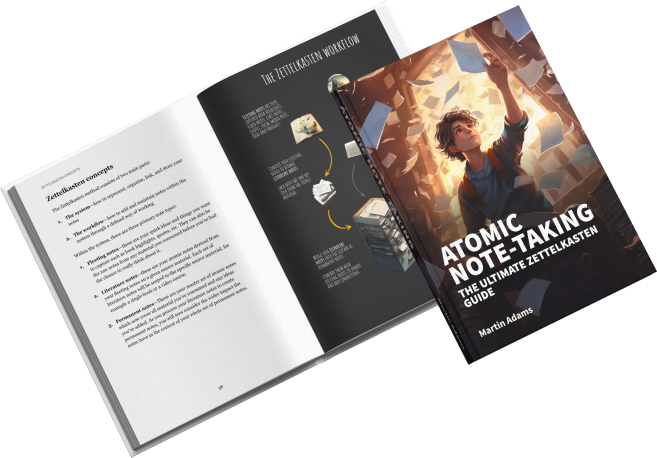 Atomic Note-Taking book with sample page open